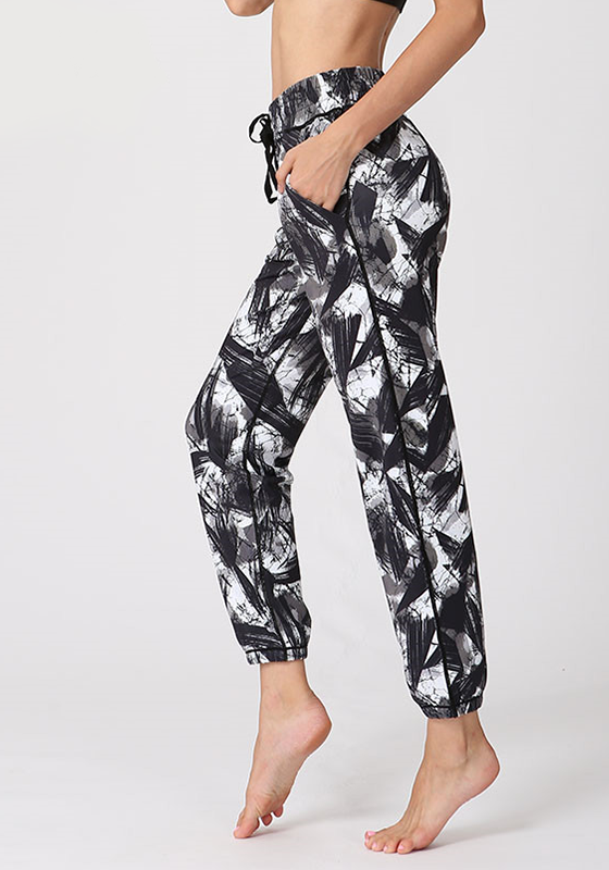 Print Mesh Loose Yoga Pants Print Mesh Loose Yoga Pants